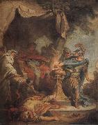 Francois Boucher Mucius Scaevola putting his hand in the fire oil